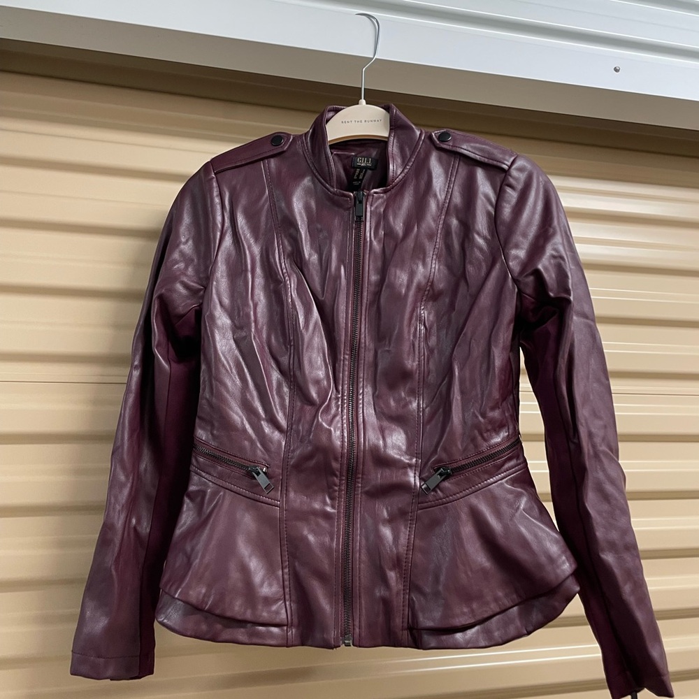🎉NWOT G.I.L.I. Purple Leather Jacket Peplum Style